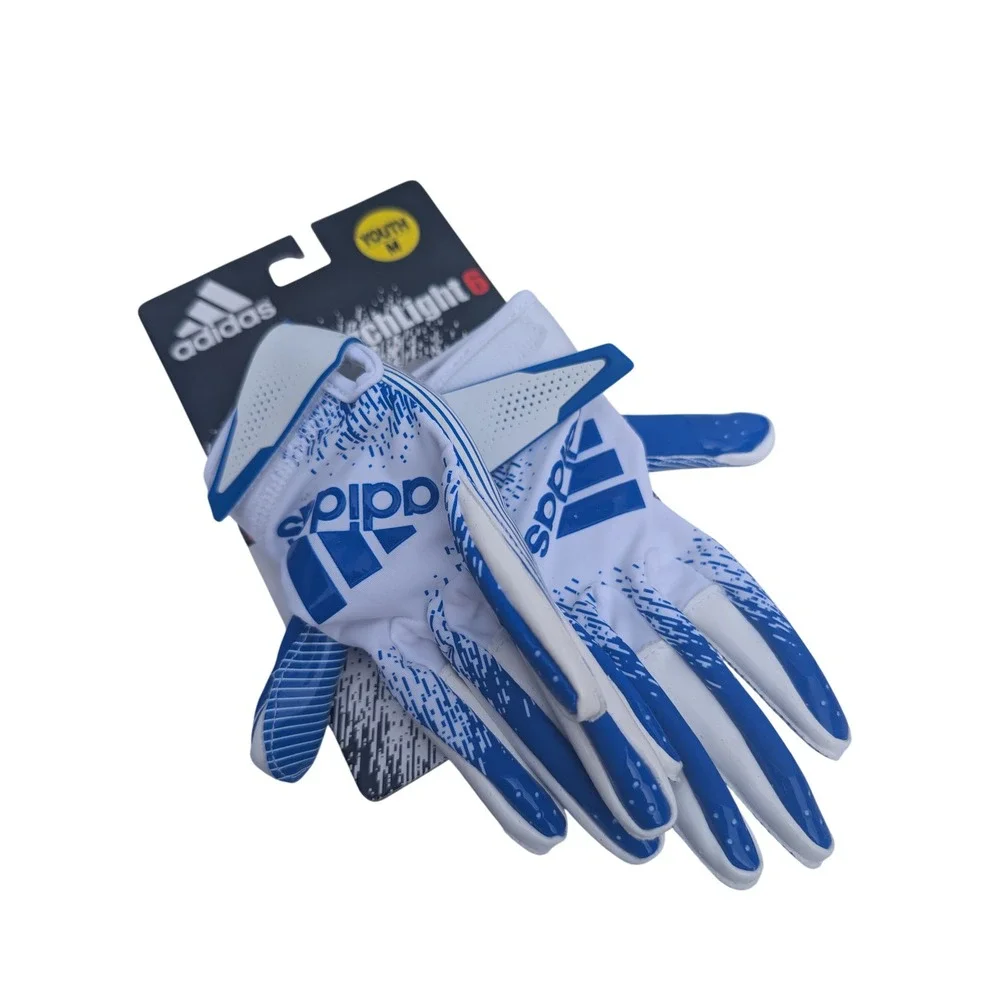 Adidas ScorchLight 6 Football Gloves Youth Medium White Royal Blue AF1440 NEW